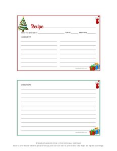 Christmas Tree Recipe Cards on 4x6