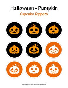 Halloween Pumpkin Cupcake Toppers