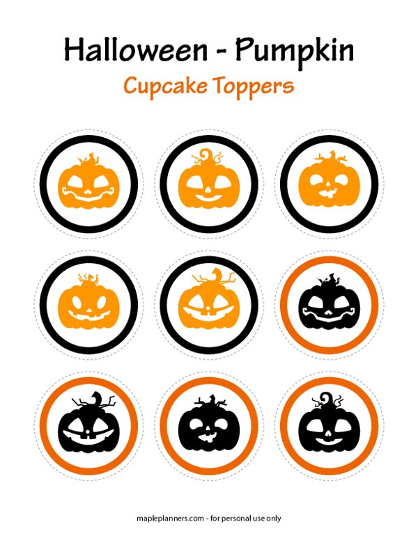 Halloween Pumpkin Cupcake Toppers