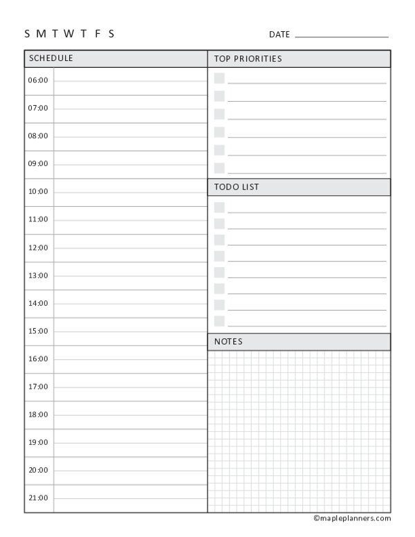 Printable Hourly Planner Templates