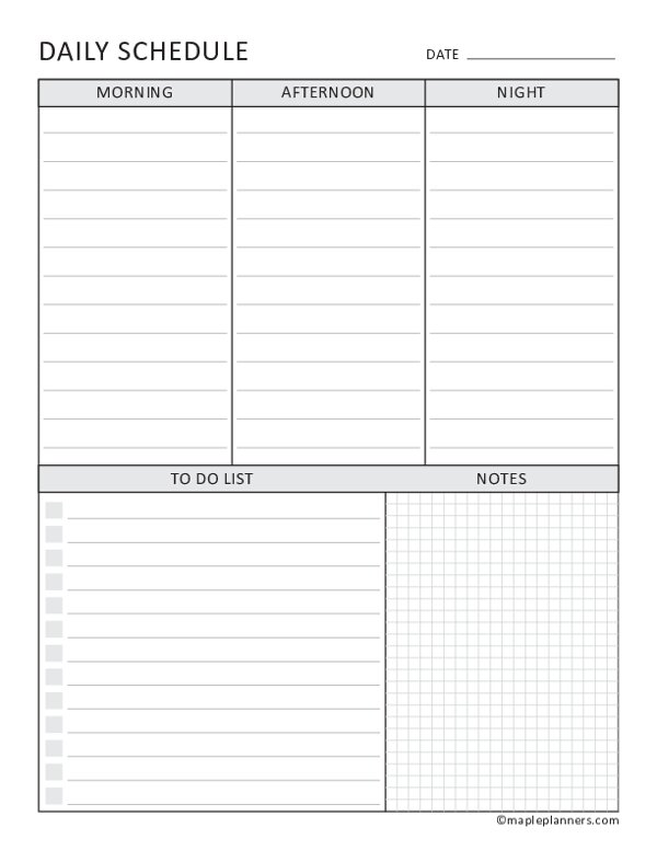 Daily Schedule Templates