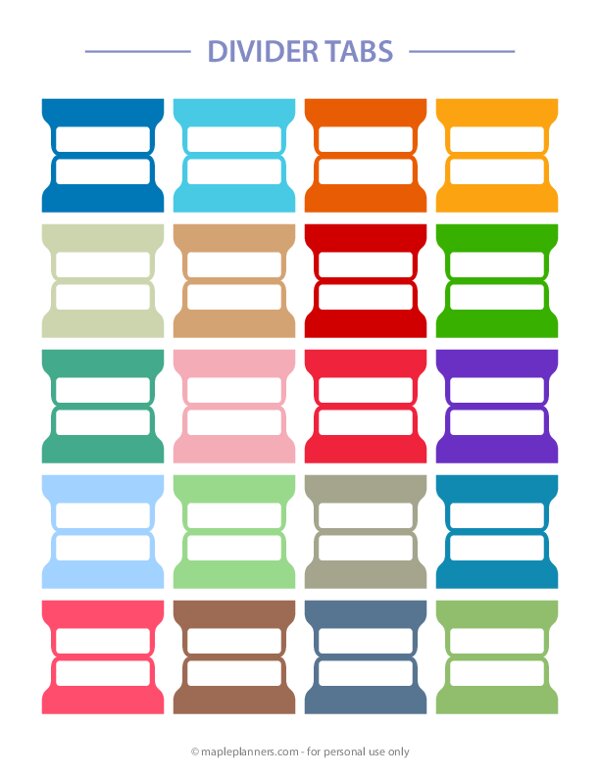Free Printable Binder Divider Tabs Template