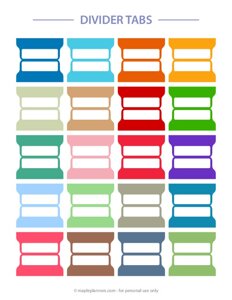Solid Color Binder Divider Tabs - Small Size
