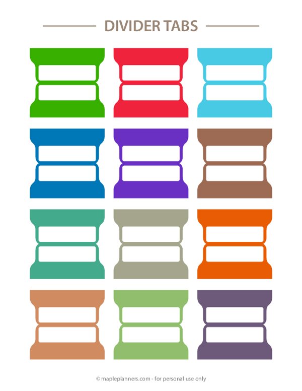 Free Printable Binder Divider Tabs Template