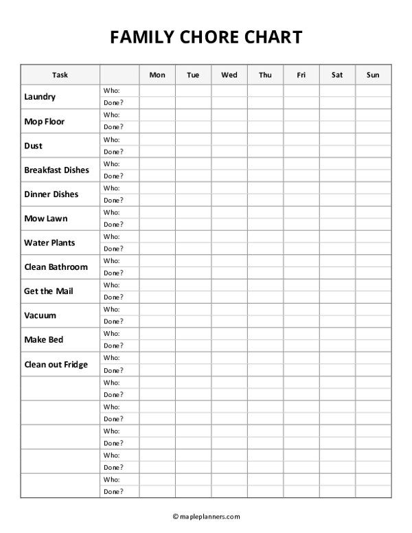 Family Chore Chart