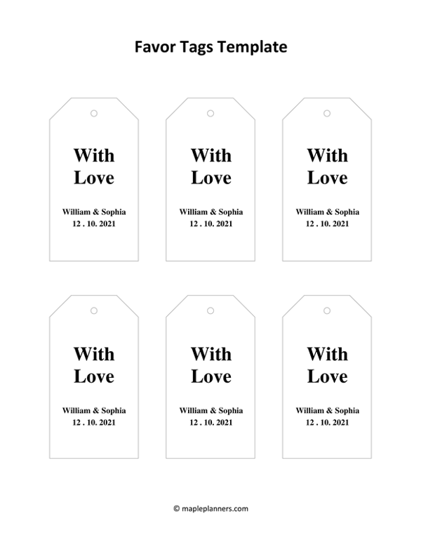 Editable Favor Tags Template