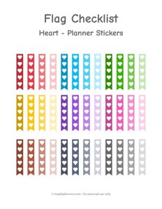 Flag Heart Checklist Planner Stickers