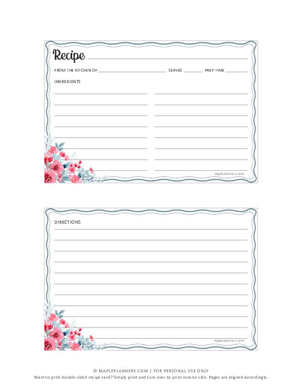 Floral Printable Planner Mini Cards - 100 Directions