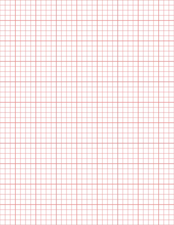1/4 Inch Quad Ruled Red Graph Paper