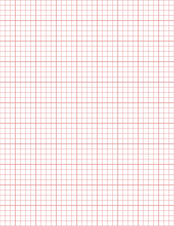 1/4 Inch Quad Ruled Red Graph Paper