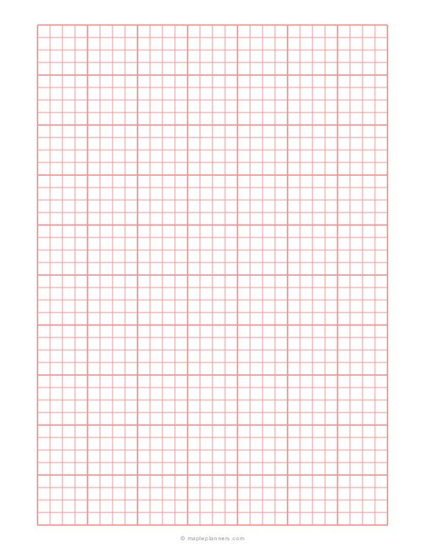 1/4 Inch Quad Ruled Red Graph Paper
