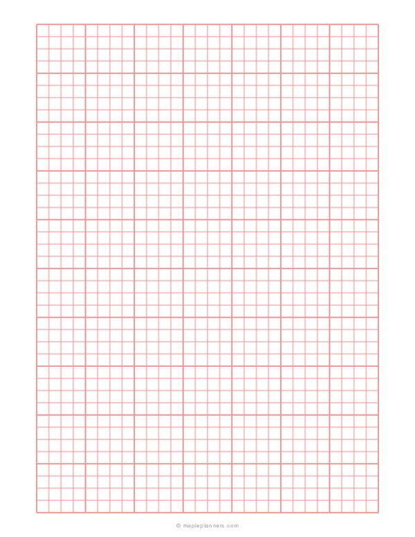 1/4 Inch Quad Ruled Red Graph Paper