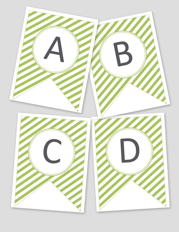 Printable Green Striped Banner (Editable)