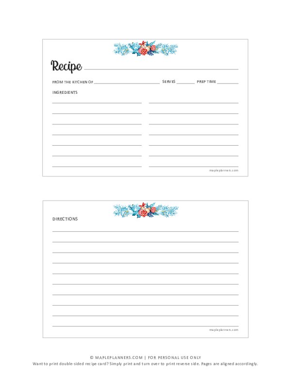 Holiday Recipe Cards Template on 4x6