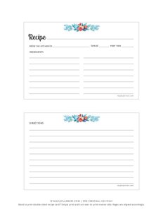 Holiday Recipe Cards Template on 4x6