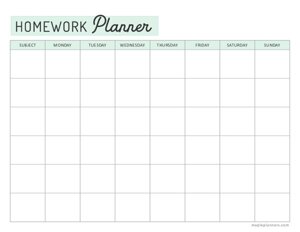 Homework Organizer Student Calendar Planner Template — TidyLady Printables