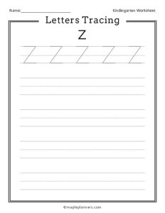Letter Tracing Z Worksheets