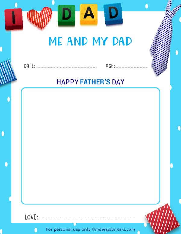 Me and My Dad Fathers Day Printables