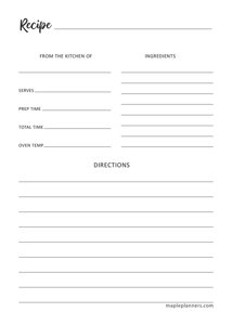 Free Printable Recipe Cards Template - 4x6