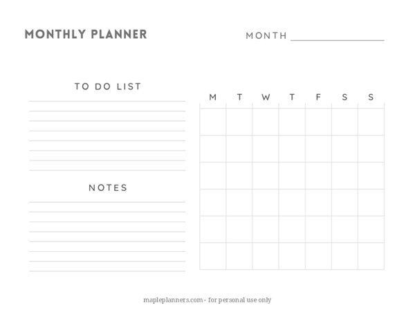 Minimalist Monthly Planner