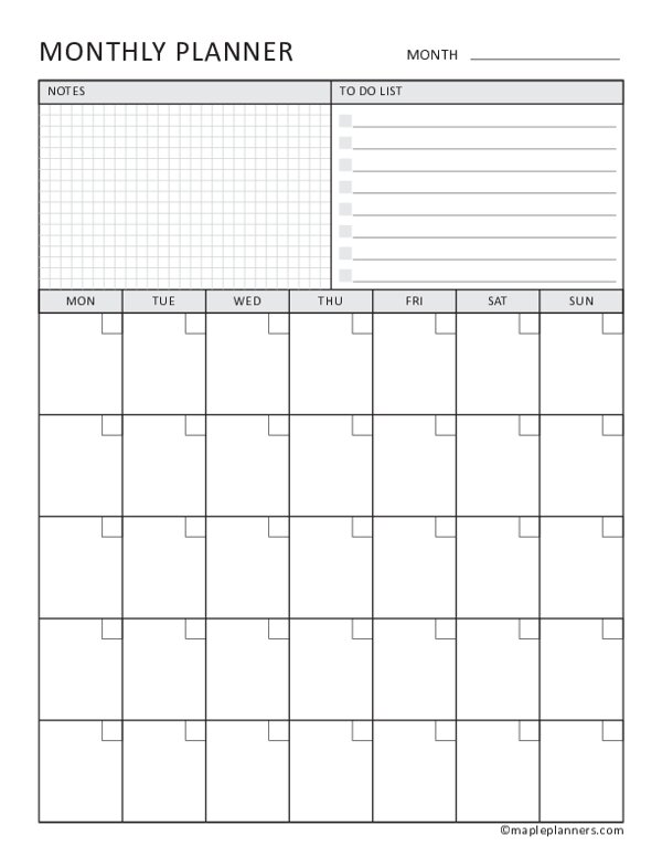 Monthly To Do List Template