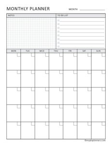 Monthly To Do List Template