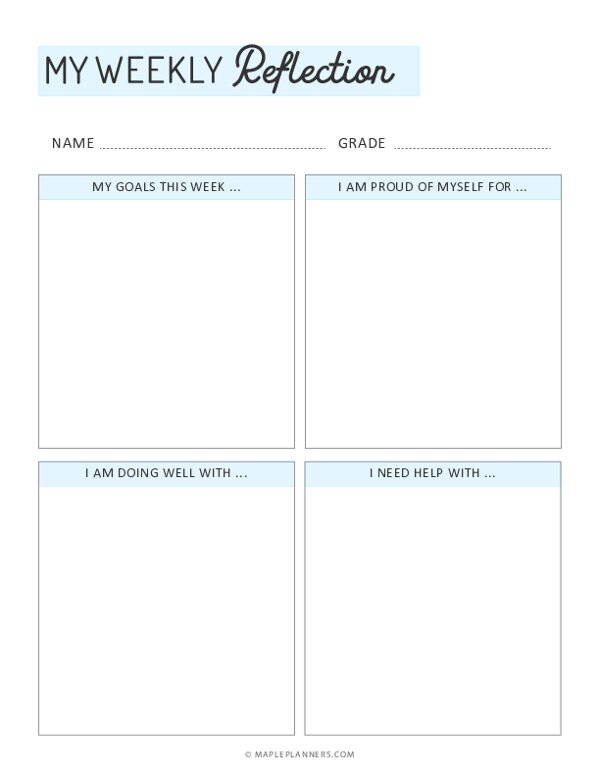 Free Printable Weekly Reflection Template