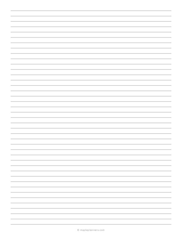 Narrow Ruled Lined Paper Template