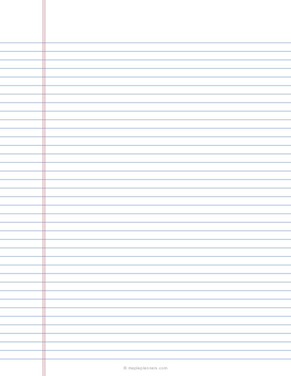 Narrow Ruled Blue Lined Paper
