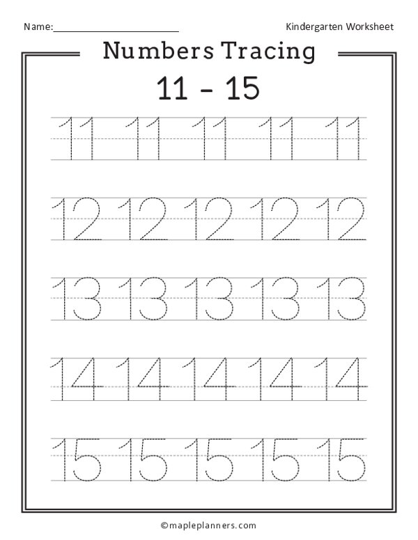 Numbers 11 15 Worksheets Free