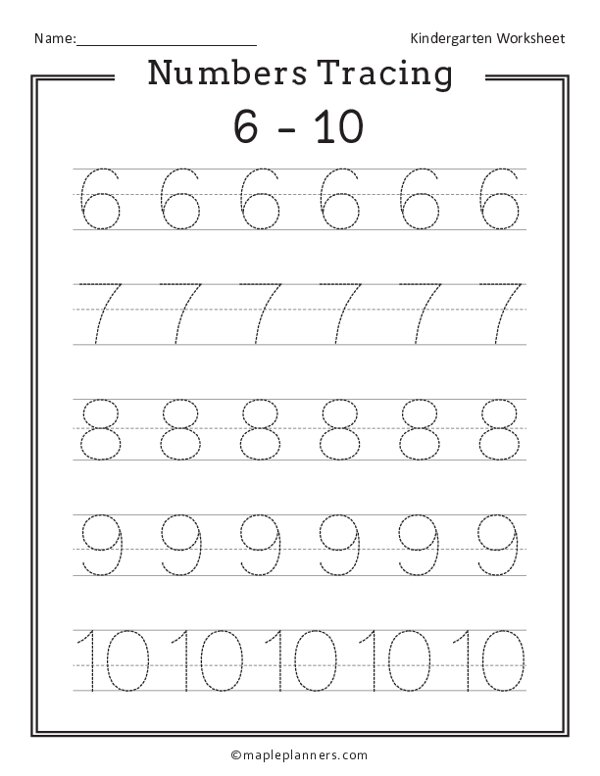 Numbers 6 To 10 Worksheets