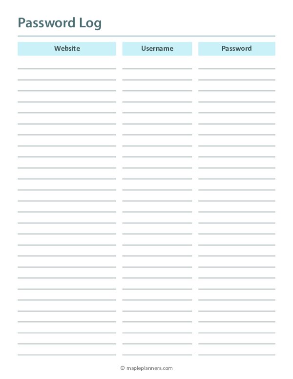 Password List Template