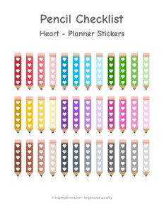 Pencil Heart Checklist Planner Stickers