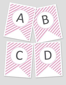 Printable Pink Striped Banner (Editable)