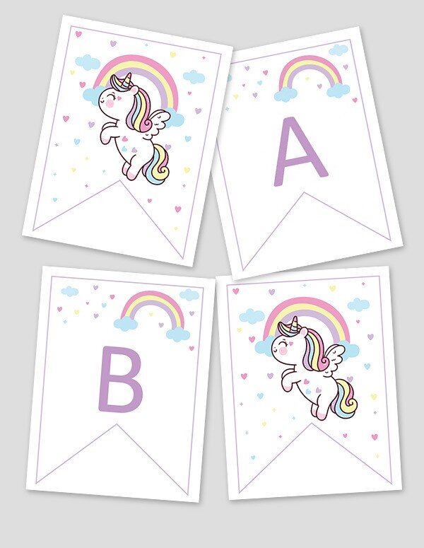 Printable Unicorn Banner (Editable)