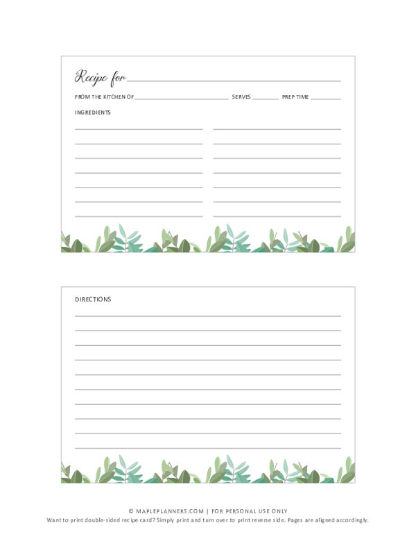 Easy Free Printable Recipe Cards 4x6