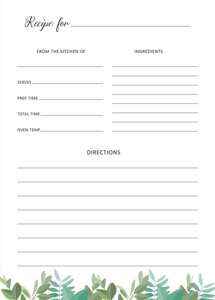 Printable Recipe Card Templates