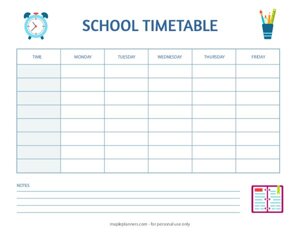 School Timetable Template