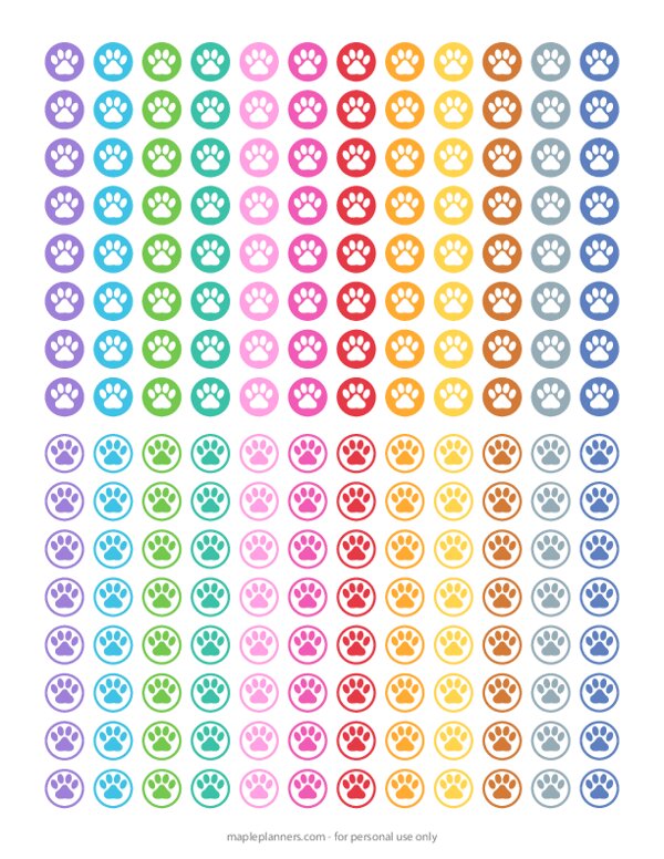Dog Paw Print Round Planner Stickers