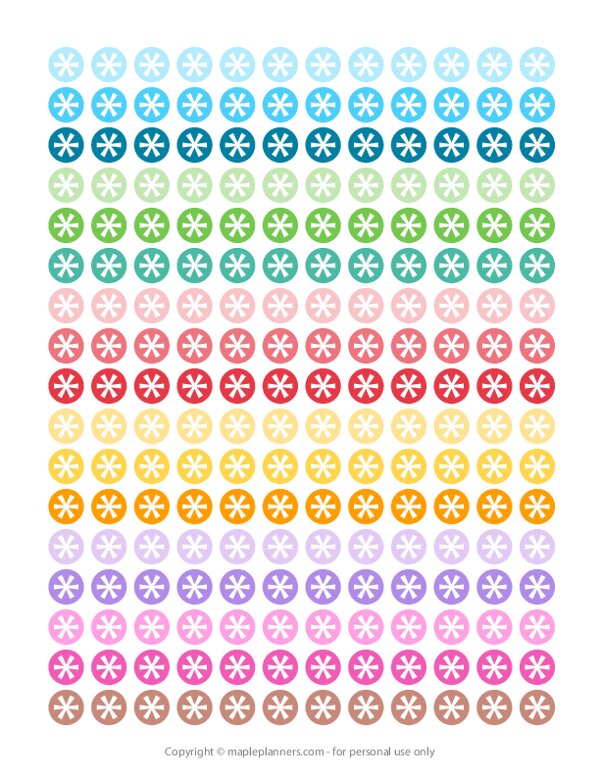 Asterisk Round Icon Planner Stickers