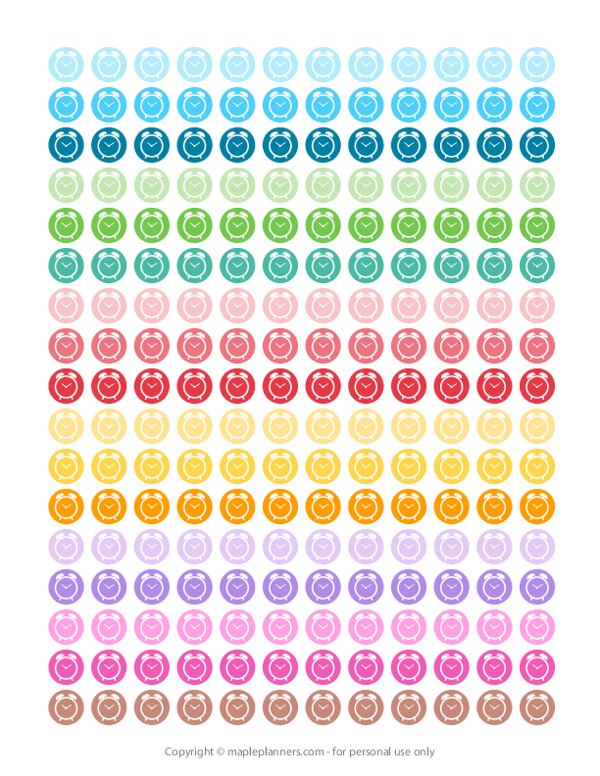 Alarm Clock Time Round Icon Planner Stickers
