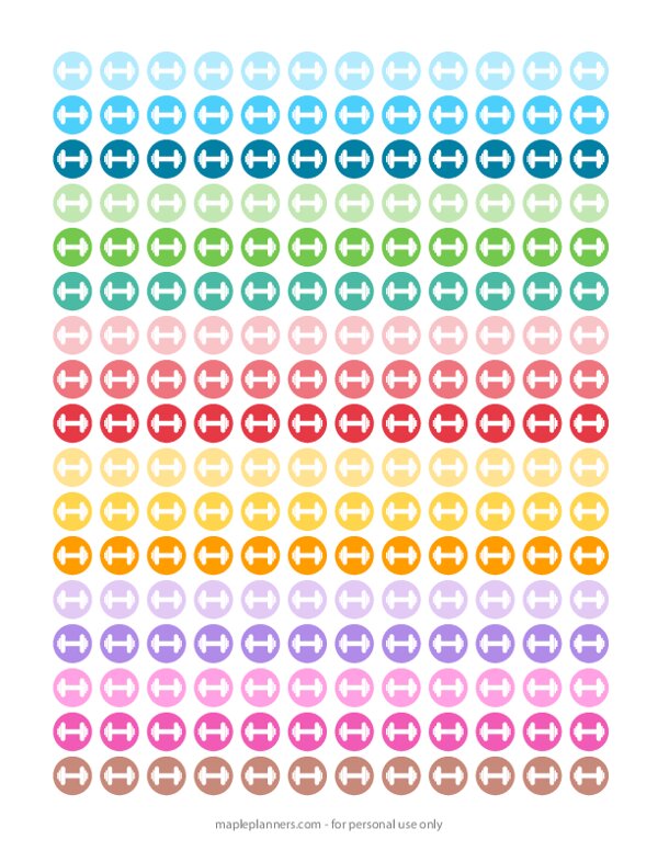 Dumbbell Round Icon Planner Stickers