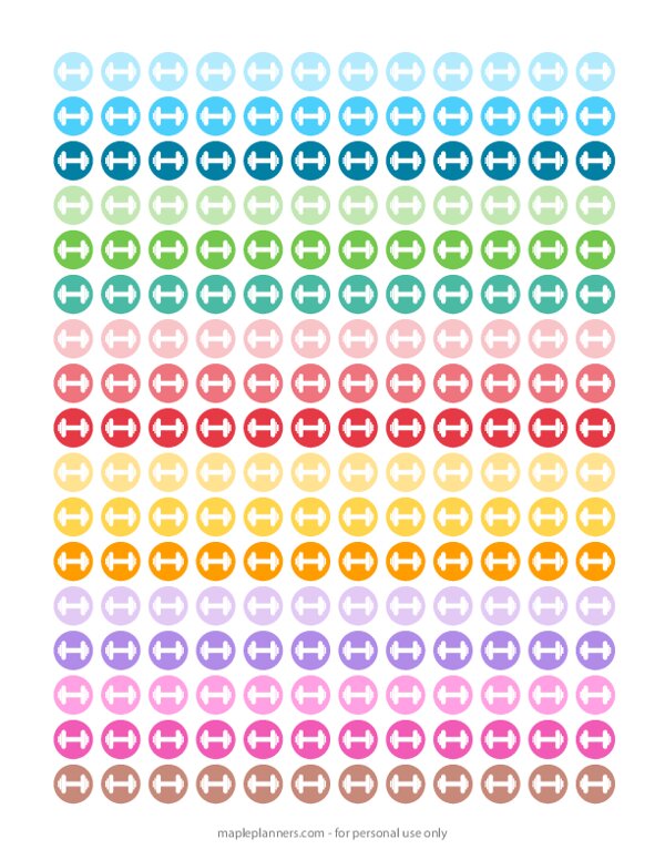 Dumbbell Round Icon Planner Stickers