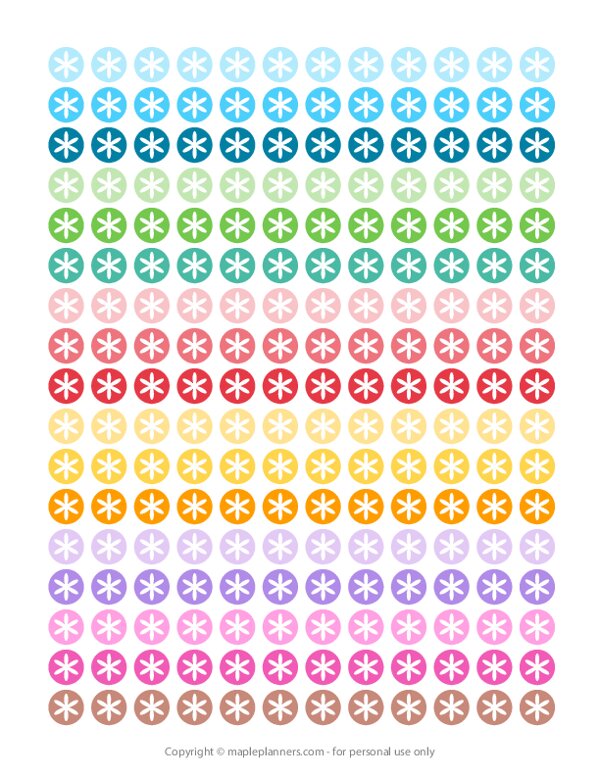 Flower Asterisk Round Icon Planner Stickers