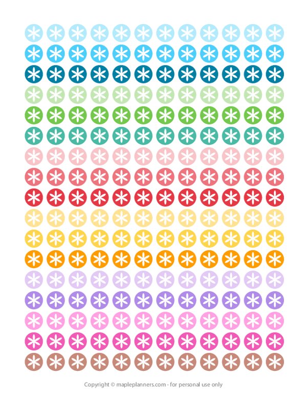 Flower Asterisk Round Icon Planner Stickers