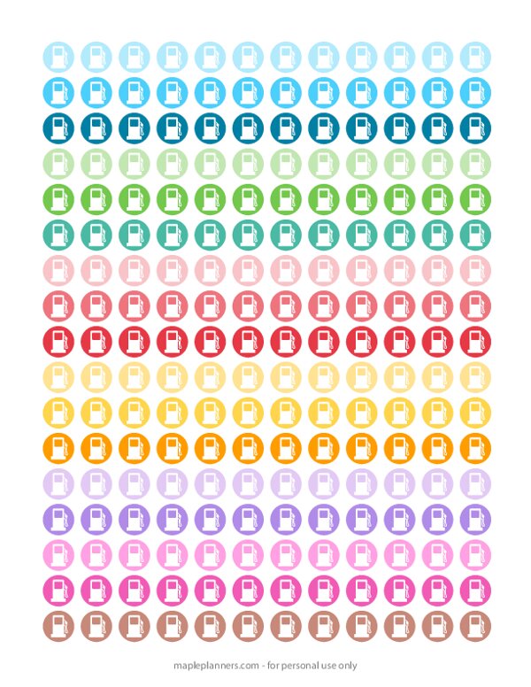 Gasoline, Gas Pump, Fuel Round Icon Planner Stickers