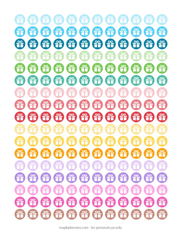 Gift Pack, Birthday Presents Planner Stickers