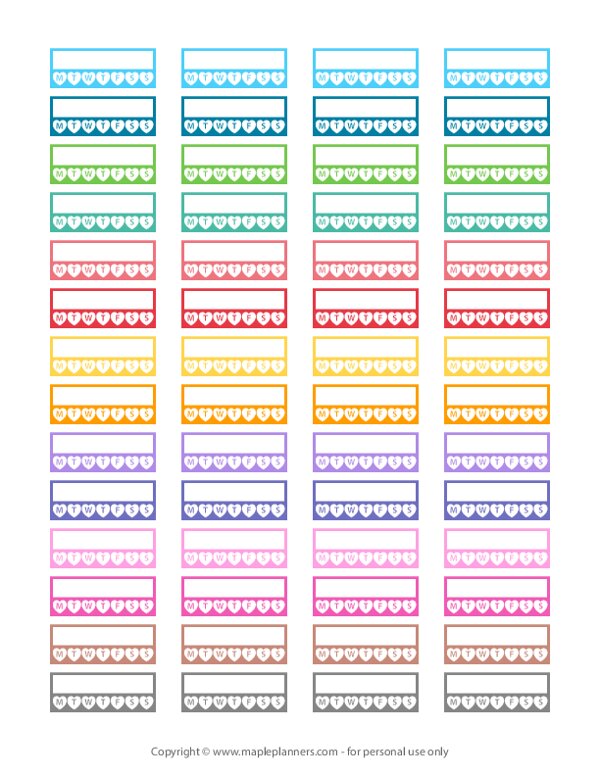 Habit Tracker Functional Planner Stickers - Hearts