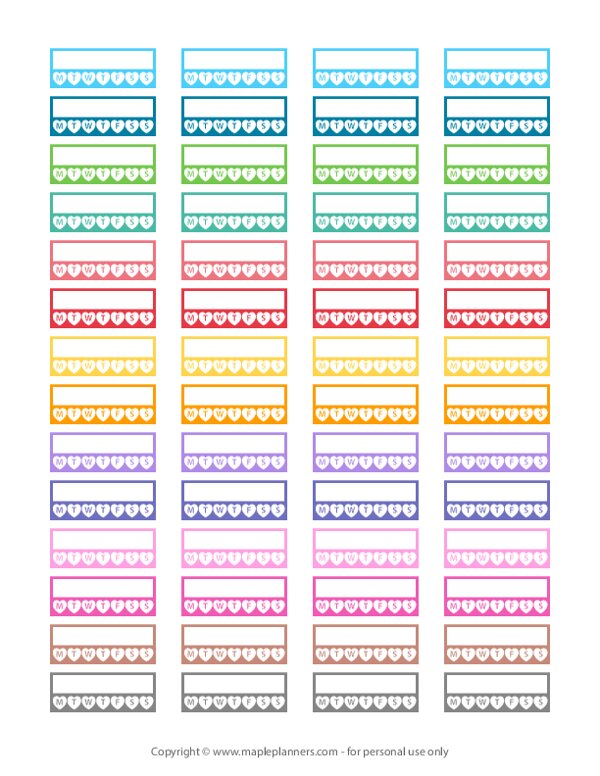 Habit Tracker Functional Planner Stickers - Hearts