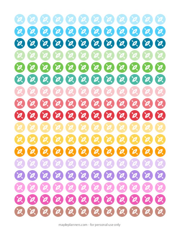 Kayak Round Icon Planner Stickers